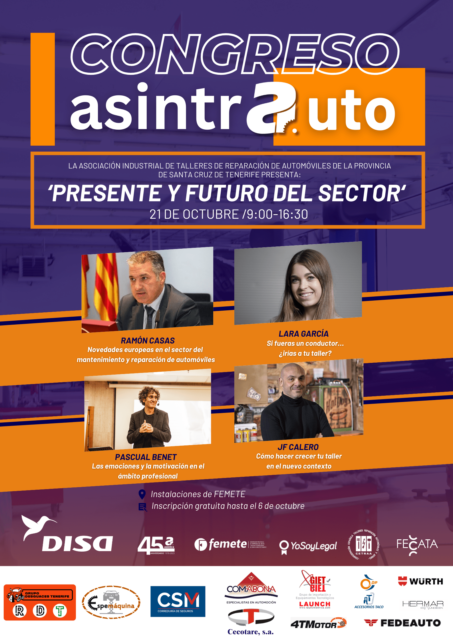 El congreso 'Asintrauto' tendrá lugar el 21 de octubre en Tenerife